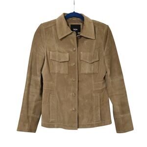 Vintage Mossimo Tan Suede Genuine Leather Jacket S Boho Western Capsule Wardrobe